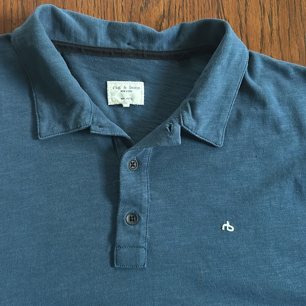 Rag and Bone Mens Blue Polo Shirt Size XXl - Picture 2 of 7